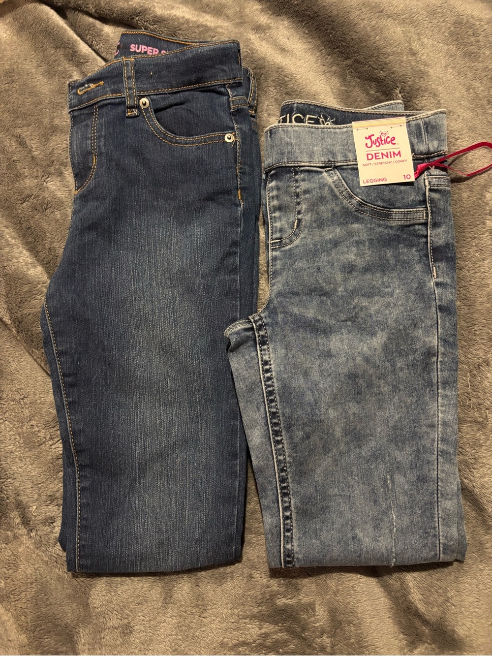 Justice Girls' Dark Blue and Light Blue Denim Jeggings Duo